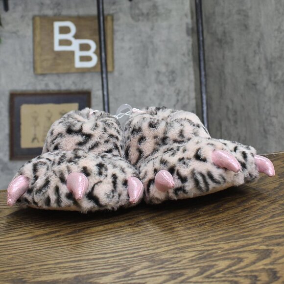 Cat & Jack Kids Girls Kelsi Monster Foot Character Slippers Animal Print Brown M - Picture 3 of 10